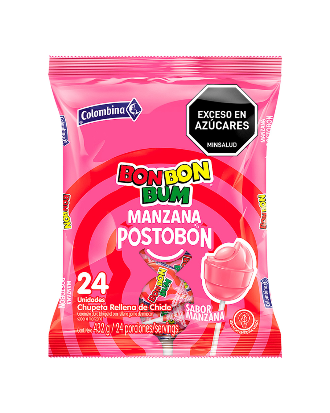 BON BON BUM MANZANA POSTOBON *24