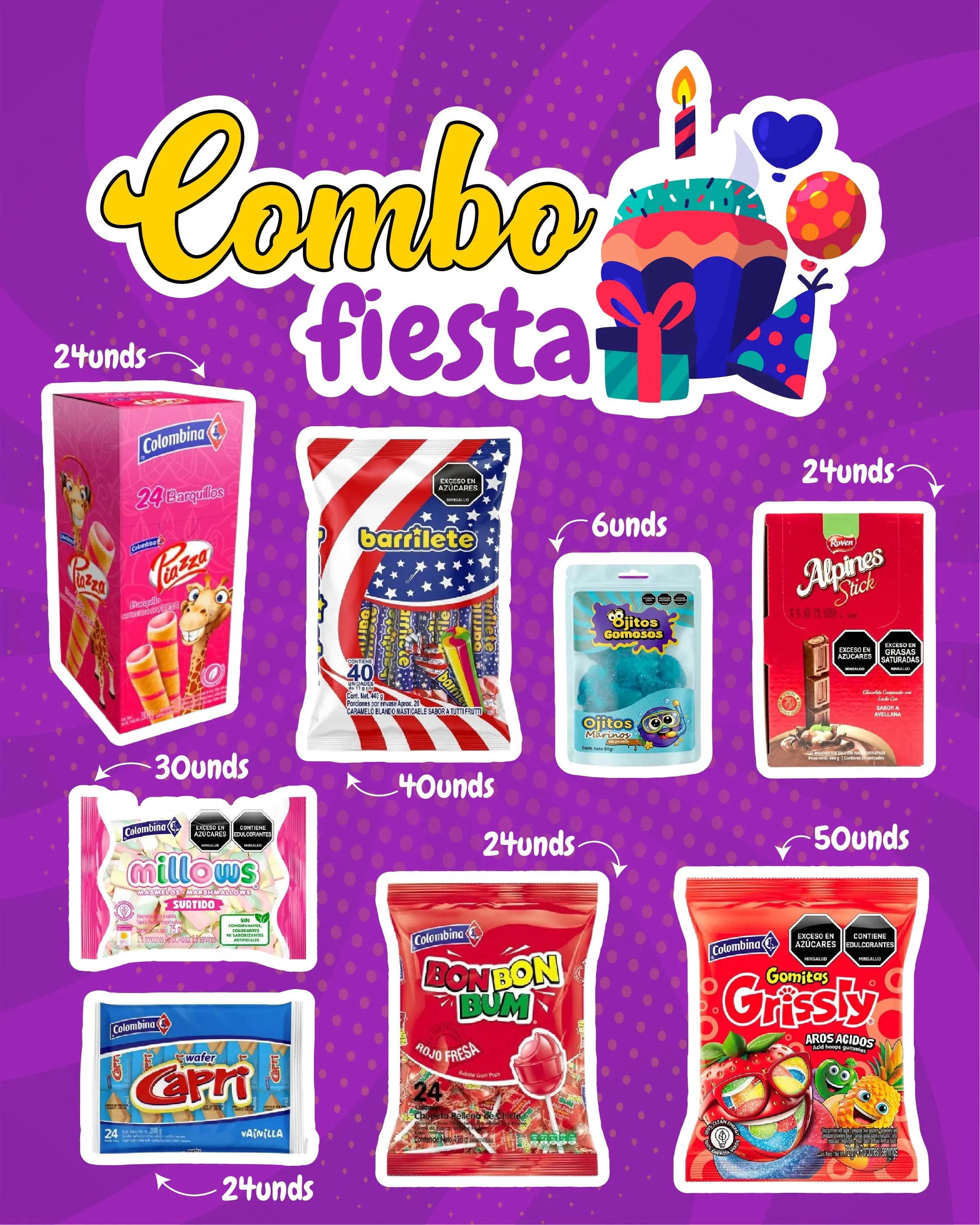 COMBO FIESTA PARA 24 PERSONAS