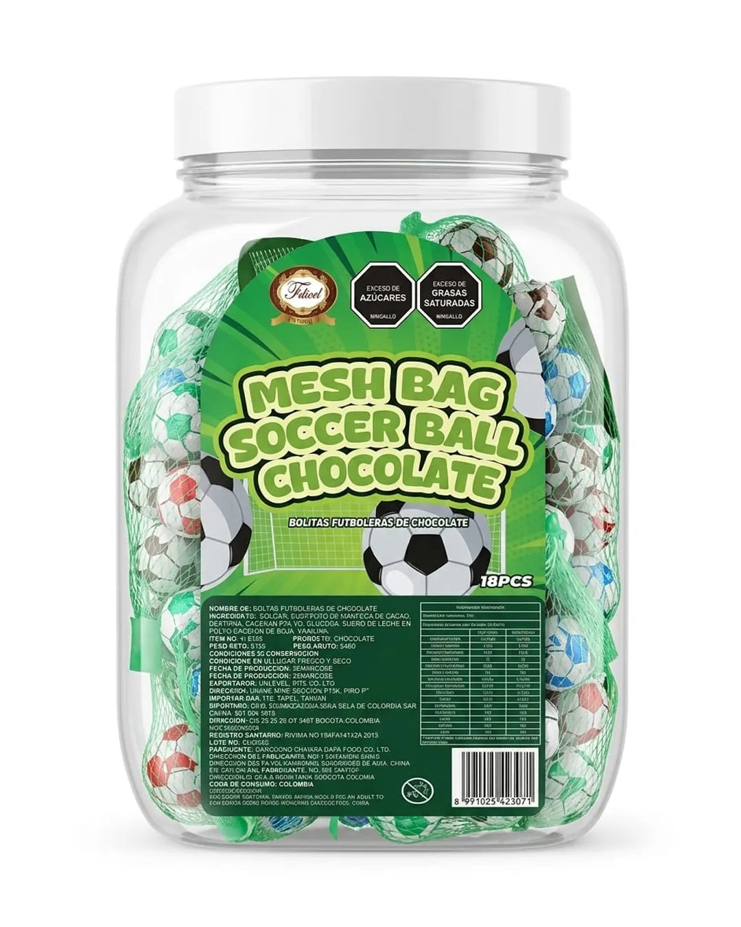 MESH BAG SOCCER BALL CHOCOLATE DP*18