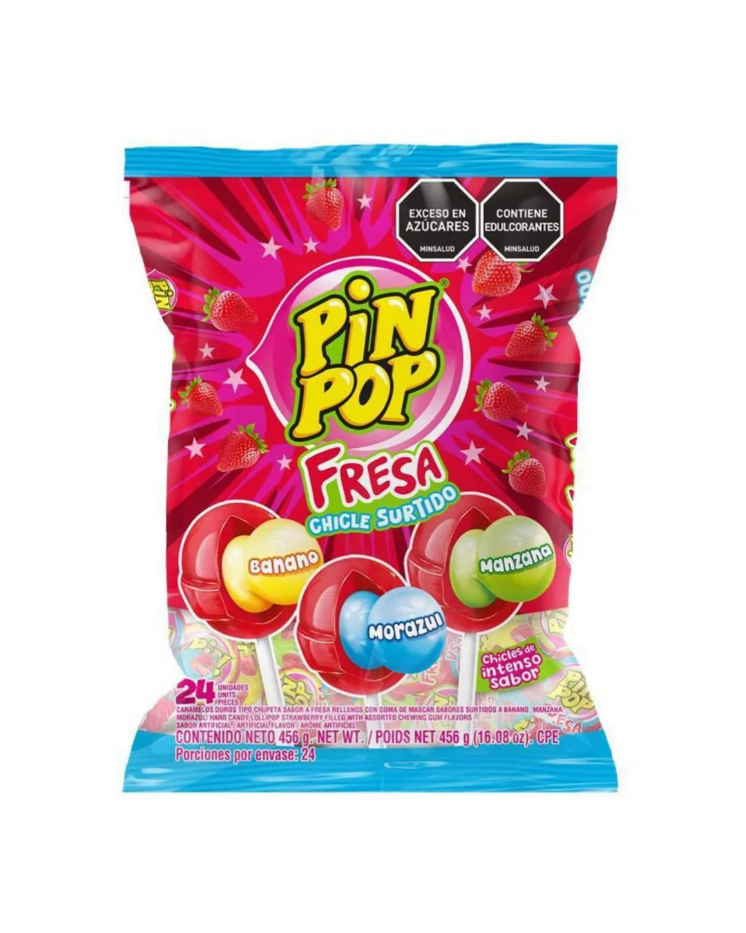 PIN POP FRESA SURTIDO X 24 UNDS